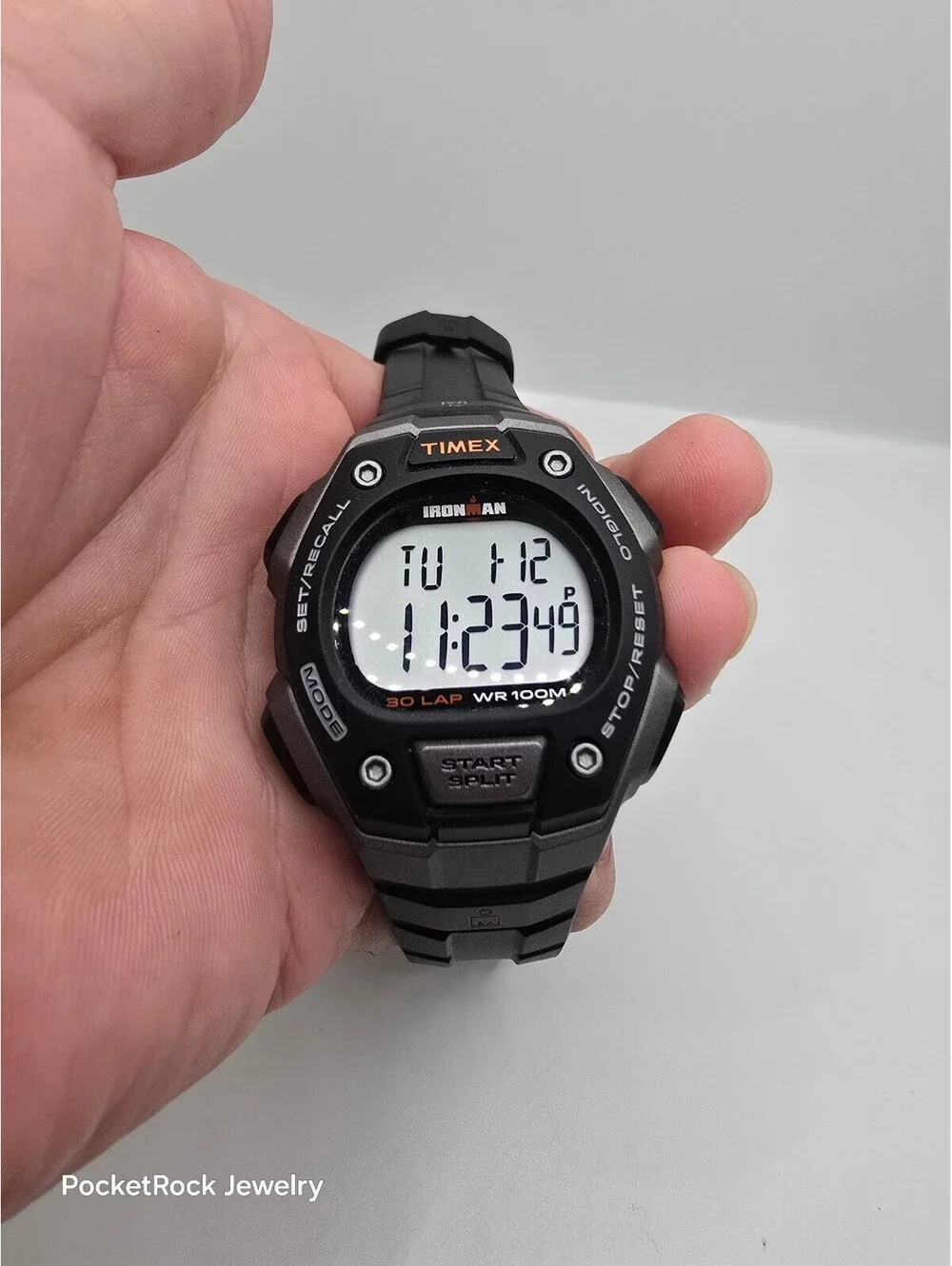 Timex Ironman Digital INDIGLO 30 Lap WR 100M Black Resin Strap